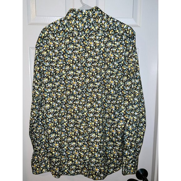 J.Crew Slim Fit Floral Shirt L Secret Wash 100s Yarn‎ Cotton Ditsy Black Top - Picture 2 of 8